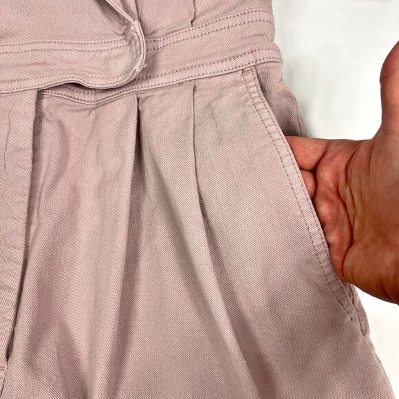 7 For All Mankind Short Sleeve Seamed Twill Romper In Soft Lavender Small - Picture 7 of 11